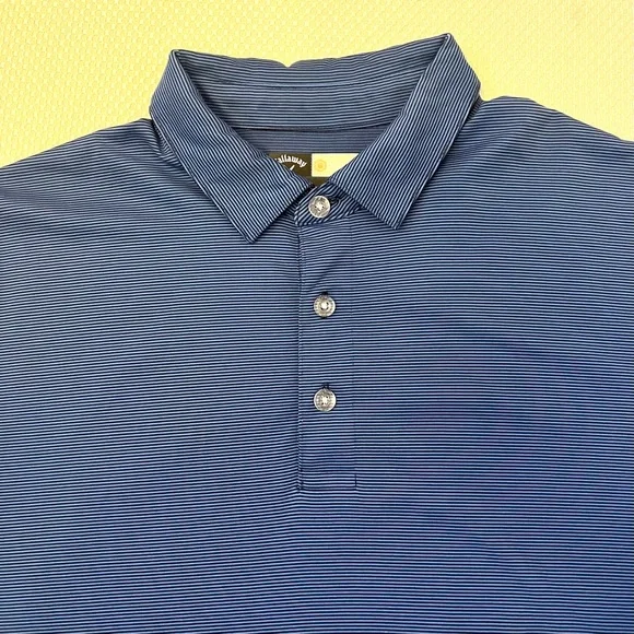 Callaway Opti-Dri Blue Black Striped Short Sleeve Polo B2/29 - Picture 2 of 9